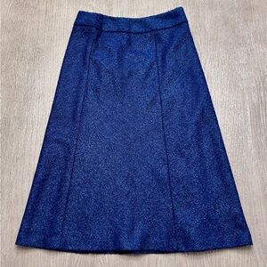 Benetton Wool Blend Bouclé A-Line Midi Skirt Navy Blue IT 42 US 6